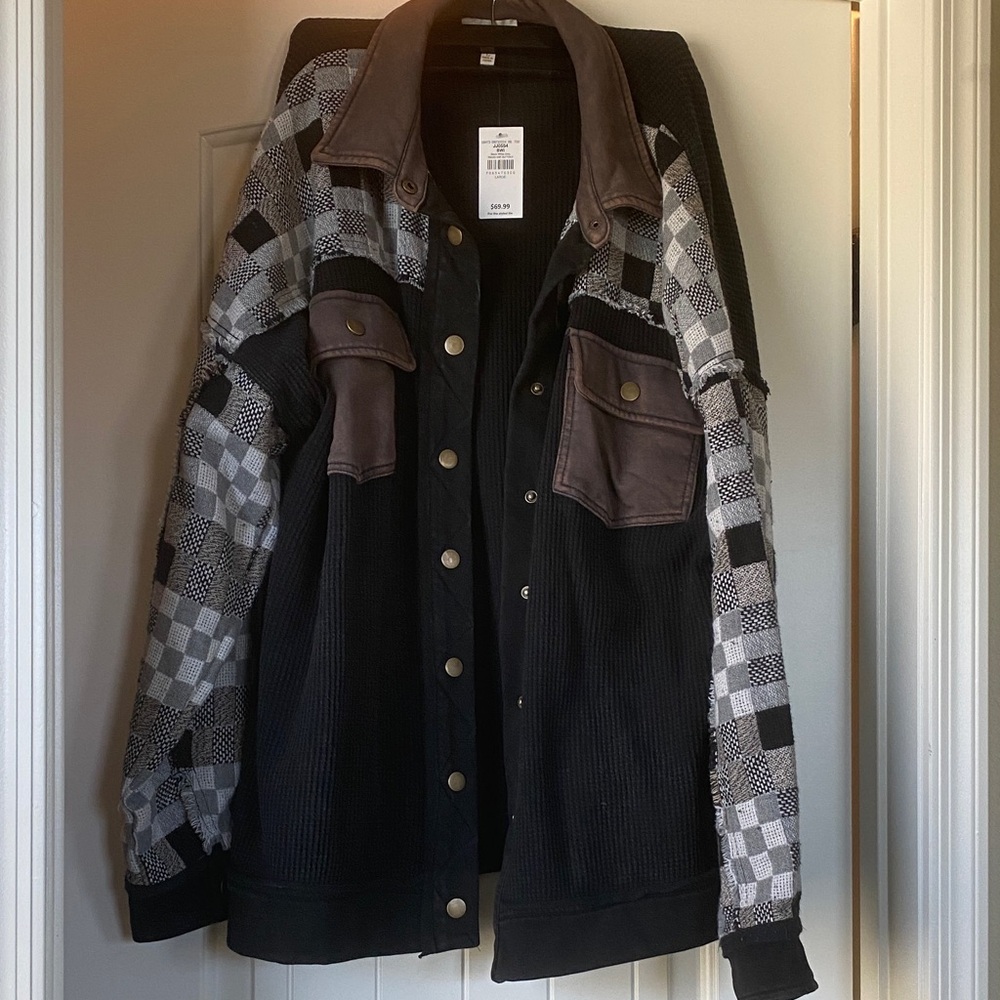 Stylish checkered mixed print Jacket